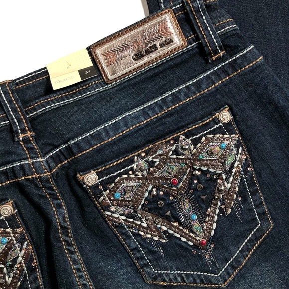 Grace in LA Denim - Grace in LA embellished boot cut jeans NWT sz 31